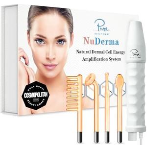 Pure Daily Care NuDerma Handheld Skin Therapy Wand Machine w/Neon – Anti-Aging - Skin Tightening - Wrinkle Reducing - Dark Circles – Clarifying - Hair & Scalp Stimulator