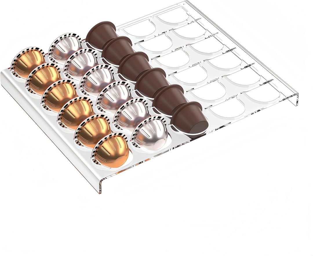 Coffee Pod Storage Holder, Drawer Tray Organizer for Nespresso Vertuoline Capsules Holds 30 Pods for Kitchen, Home, Office Coffee Station, 12.6" x 9.6"