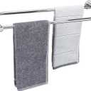 TocTen Double Bath Towel Bar - Thicken SUS304 Stainless Steel Towel Rack for Bathroom, Bathroom Accessories Double Towel Rod Heavy Duty Wall Mounted Towel Holder (Chrome, 24) (Round 24 Inch)