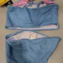 Disney Stitch Girls Bikini, Two Piece Swimsuit with Adjustable Straps, Bathing Suit, Swimwear, Ages 5-14 (11-12 Years, Blue/Pink Stitch)