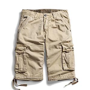 OCHENTA Men's Loose Fit Cargo Shorts Multi Pockets Casual Cotton Work Outdoor Hiking Summer Shorts #3228 Khaki 28