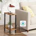 TUTOTAK Small Side Table, Narrow End Table, Skinny Sofa Table, Slim Nightstand, Couch Table, Living Room, Bed Room, Brown TB01BB062 (2-Tier7.9"D x 15.8"W x 22.5"H)