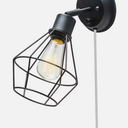GLOBE ELECTRIC Evans Matte Black Plug-In or Hardwire Wall Sconce 6 ft Cord
