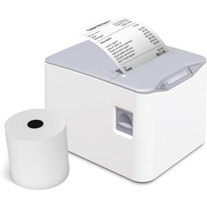 Thermal Receipt Printer 80mm Desktop Direct Thermal Printing USB+LAN Connection High Speed with Auto Cutter Large Paper Bin Support ESC/POS for Shipping Business Restaurant Kitchen