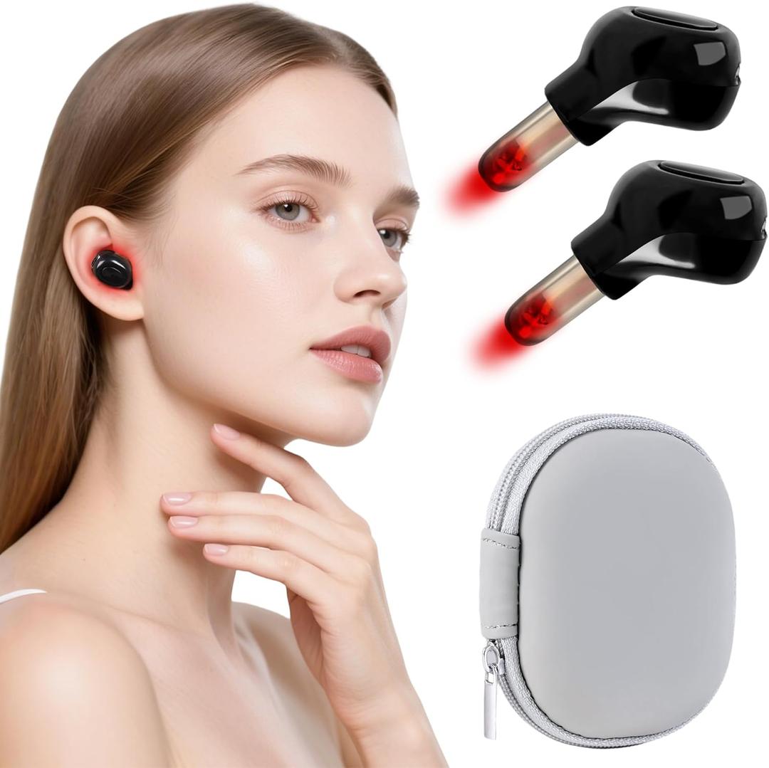 2026 Upgraded Red Light Therapy for Ear & Nasal Wellness  650nm Light Device for Comfort & Support, Portable for Home, Work & Travel Use 2 Pack (Black)