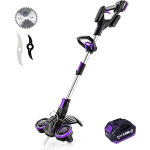 20V Cordless Weed Wacker, Brushless Gear Motor, 3-in-1 Lawn Edger/Mower/Trimmer (One 4.0Ah Battery)