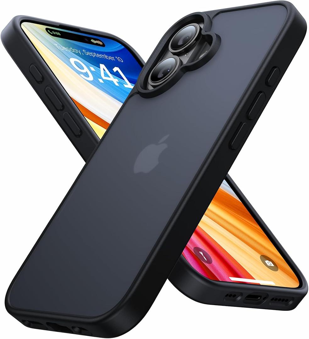 for iPhone 16 Case [16FT Military Grade Drop Protection], for iPhone 16 Phone Case Anti-Slip, Anti-Scratch, Slim Frosted Matte Translucent Cover,i Phone16 case 6.1",Frosted Black