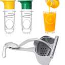 3 Piece Set with 2 Plastic and 1 Stainless Steel Citrus Press, Lemon Lime Squeezer, Hand Held Juicer Squeezer, Compact Design for Easy Juicing, Durable Kitchen Tool