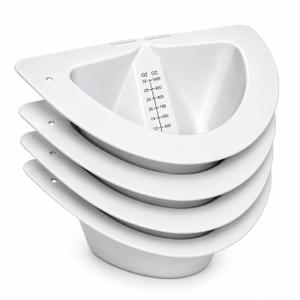 Vakly Graduated Specimen Collector Pan 32 oz (4 Pack) Durable Urine Measuring Toilet Hat with Pour Spout & Flat Bottom for Hospitals, Nursing Homes, Labs & Home Use