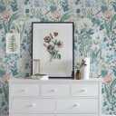 Peel and Stick Wallpaper Vintage Wall Paper Gray Blue Floral Contact Paper Removable Wallpaper 17.3"x196.8" Leaf Flower Self Adhesive for Bedroom Drawer Decor Vinyl Rolls