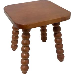 Solid Wooden footstool9.3 Inch - Short Stool for Kids & Adults, Sensory Table Helper - Sturdy Foot Stool for Bathroom, Kitchen, Bedroom, Natural Plant Stand, Toddler Helper (Brown)
