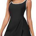 Aleumdr One Piece Swimdress Swimsuit for Women Tummy Control Split Swim Dress Skirt Bathing Suit with Pockets, Size M, Black