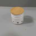 Garlic Keeper for Counter - Garlic Holder with Bamboo Lid,Garlic Container to Keep Your Garlic Cloves Fresh Longer,Large Ceramic Garlic Storage for Kitchen, White
