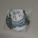 Round Christmas Metal Tin Sign Hello Winter Sign Christmas Pine Trees Welcome Door Sign Xmas Winter Holiday Farmhouse Rustic Wreath Sign for Indoor Outdoor Home Wall Window Decor 12*12 in