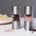 2 x LHS Premium Salt and Pepper Grinder Set, Stainless Steel Salt Pepper Shaker Set, Refillable Pepper Grinder and Salt Mill with Adjustable Coarseness for Kitchen Use - 4.6 Inches (2-Pack)