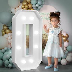 Light-up Numbers for Birthday Decorations: Large 3ft Marquee Number 0 10th 20th 30th 40th Birthday One Year Old Birthday Decor Party Backdrop Anniversary Big Foam Board Number 0 (White)