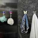 Kitchen Hooks, Tool-Free Adhesive Wall Hook Hanging - Dragonfly Butterfly 4 Color Acrylic (Frosted) Family, Suermarket, Restaurant, Coffee Shop, Office, Two-Tier Wings Gold Hooks8Pack