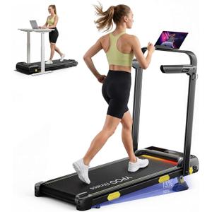 YPOO 13% Incline Walking Pad Handle 6.2MPH RGB Light Foldable | Home & office, 13% incline with RGB light, 6.2MPH speed, handle bar, 300LBS, Portable Folding Walking Treadmills & App