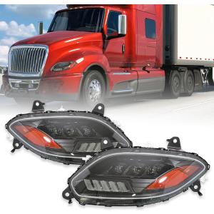 International Lt625 Headlights Fits 2018-2023,Reflector LED Headlamp Assembly (Black, Lens)