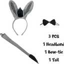 Carnavalife Donkey Costume for Adults, 3-Piece Animal Set with Ears Headband, Tail and Bow Tie for Carnival, Halloween and Parties