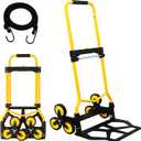 Heavy-Duty 220LB Capacity Stair Climbing Hand Trucks, Stair Climber Cart Dolly Hand Truck with 6 Wheels and One-Touch Retractable Handle for Home Stairs, Moving, Groceries, Warehouse(Yellow)