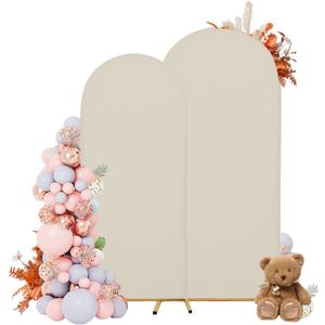 7.2FT&6FT Arch Covers,Arch Backdrop Stand Fitted Cover for Wedding Birthday Party Ceremony Banquet Decoration(Off-White,Cover Only)