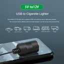 USB-A Male to 12V 8W Step-Up Car Cigarette Lighter Socket Adapter Cable | For dash cameras, GPS units, LED light strips and automotive electronics drawing no more than 8W 1FT