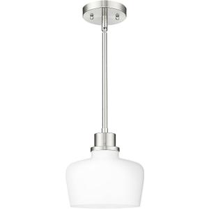 Emak Pendant Lights Kitchen Island with Milk Glass Shade, Modern 8 Inch Brushed Nickel Pendant Light Hanging Lights for Kitchen Island, Dining Room, Bathroom, Bedroom, PL122-BN-ML