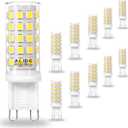 ALIDE G9 Led Bulbs 5W 6000K Daylight Cool Bright White,50W-60W Halogen Equivalent, AC120V T4 G9 Bi-pin Led Bulbs for Chandelier Pendant Lighting,550LM,10Pack, Non-Dimmable
