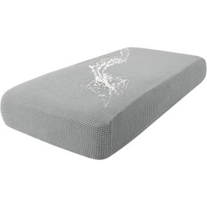 hyha Waterproof Couch Cushion Covers, Washable Sofa Cushion Slipcovers, Thick Stretch Jacquard Fabric, Couch Sofa Covers for Pets with Elastic Bottom (1 Piece for Medium, Light Grey)