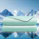 Cooling Comforter, Summer Blanket for Hot Sleepers- All Season Bedding Bedding to Keep Cool for Night Sweats, Breathable Lightweight Soft & Silk Smooth, 90x90 Inches, Queen Size (Light Green)