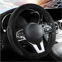 Elastic Stretch Car Steering Wheel Cover, Breathable No Inner Ring Vehicle Steering Wheel Protector, 15 Inch Ice Silk Anti Slip Automotive Accessories, Universal Fit (Black)