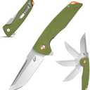 Eafengrow EF926 Pocket Knife D2 Steel Blade Outdoor Tool knives G10 Handle Pocket Clip EDC Knife Ball bearing Knife for Camping Survival Hiking,green
