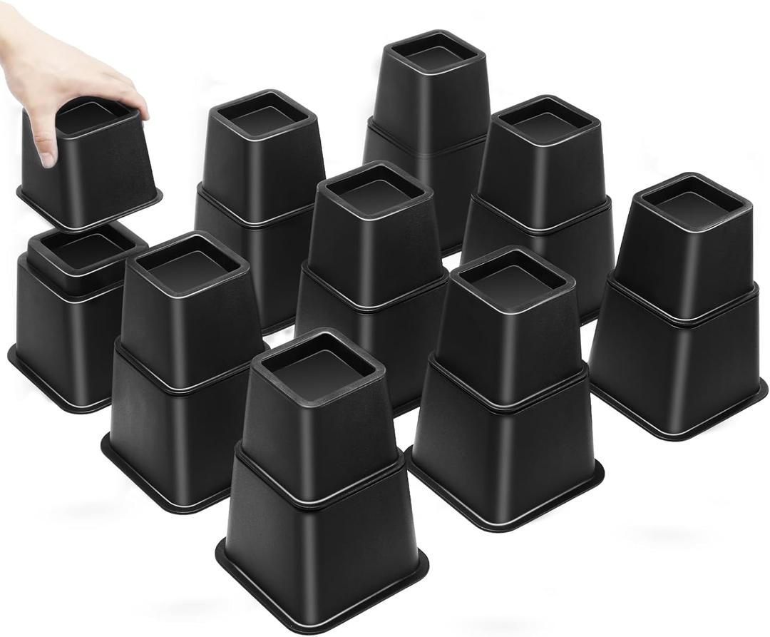 Bed Riser/Furniture Lift Bed/Bed risers/Furniture Lifter/Table risers/Frame Risers Create Under Bed Storage Heavy Duty for Furniture Height Adjustment (Black 9 Pack, 8 Inch)