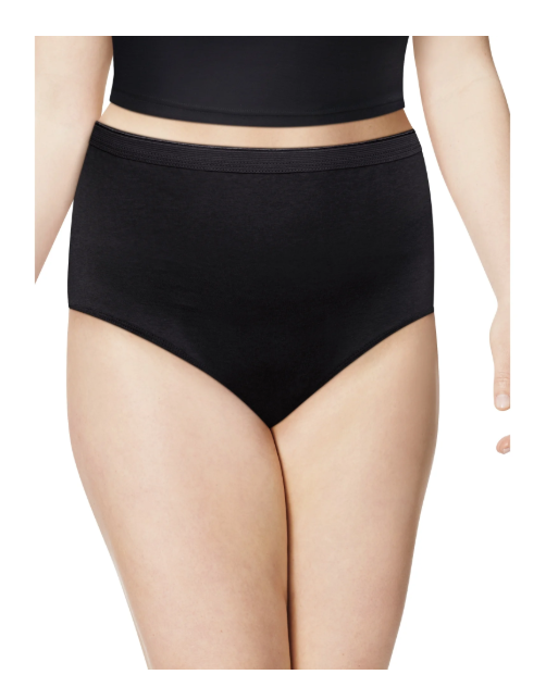 Hanes Womens Just My Size Highwaist Cotton Underwear, Highrise Brief, 6pack, Solid/Print Mix, 9 US