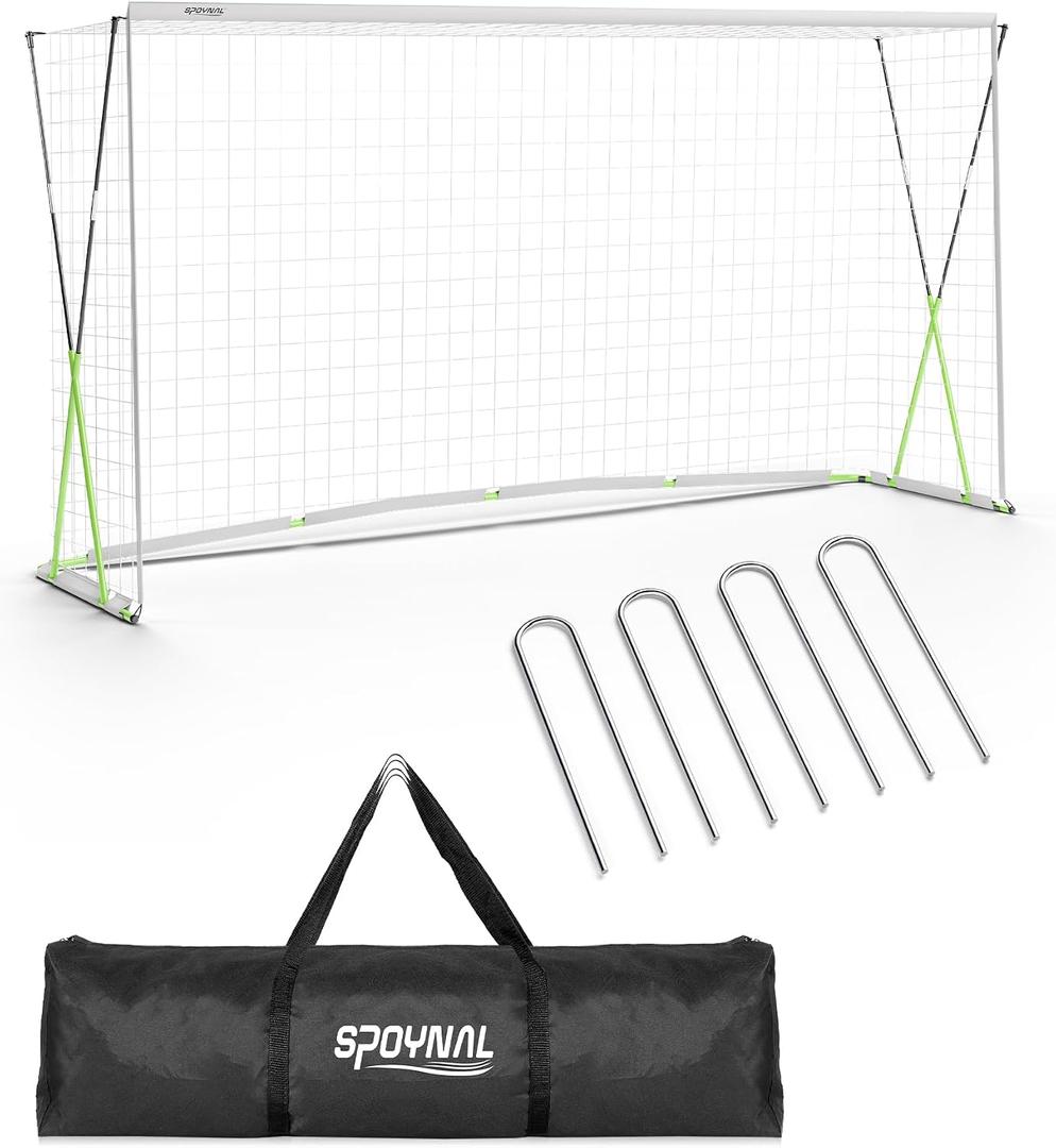 SPOYNAL 12x6 FT Soccer Goal for Backyard Training, Full-Size Portable Soccer Net with Heavy-Duty X Structure & Carry Bag, All-Weather Outdoor Soccer Goals for Teens and Adults