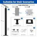 Muzata Black Stair Cable Railing Post 36 Inch for 25-35 Degrees Stair 36"x2"x2" Surface Mount T304 Stainless Steel Cable Railing System Kit Indoor Outdoor with Paper User Guide PS01 BA4S