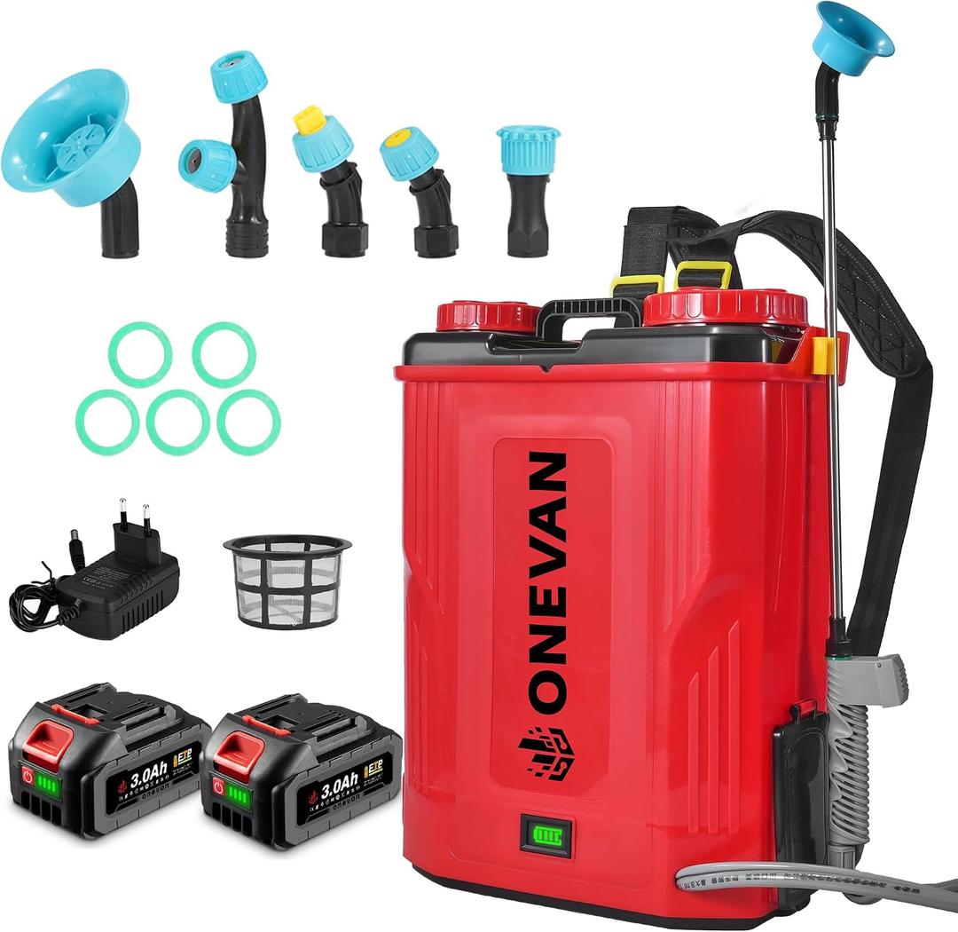 ONEVAN 5.3Gal Battery Powered Backpack Sprayer, 100PSI with Mixing Function