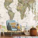 World Map Wallpaper Mural for Nursery Kids Room Large Wall Mural for Bedroom Living Room (149" x 107")