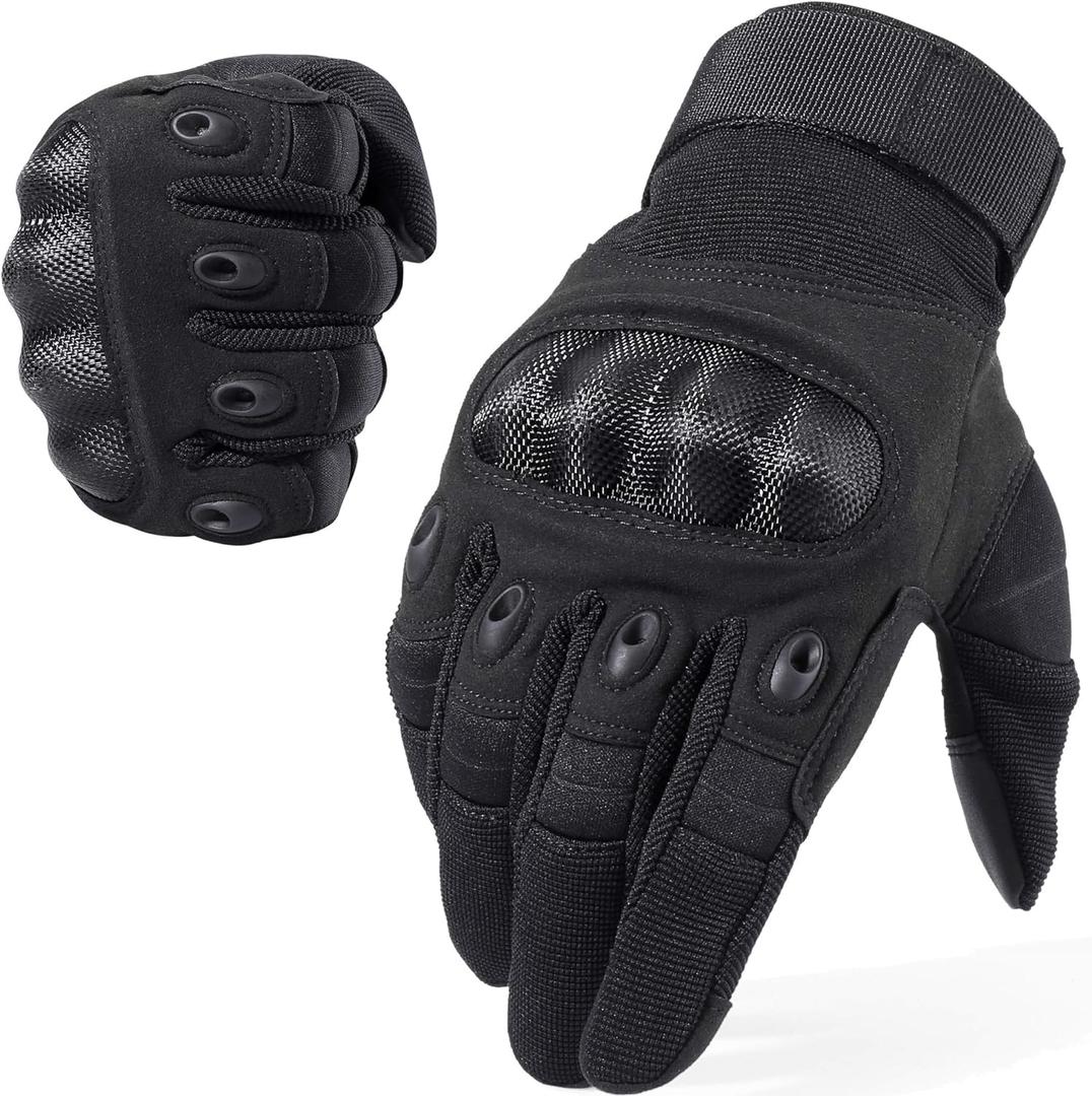 WTACTFUL Tactical Gloves for Men Touchscreen Airsoft Paintball Motorcycle Gloves (Medium, Full Finger Black)
