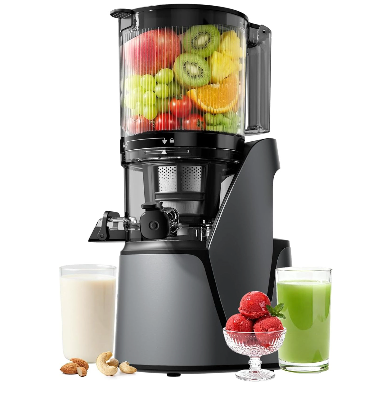 EanOruus Juicer Machines, 3-in-1 Cold Press Juicer with 6.5" Extra Large Chute, 100oz Large Capacity, AC Motor, Makes Juice, Nut Milk & Sorbet, Premium Gray
