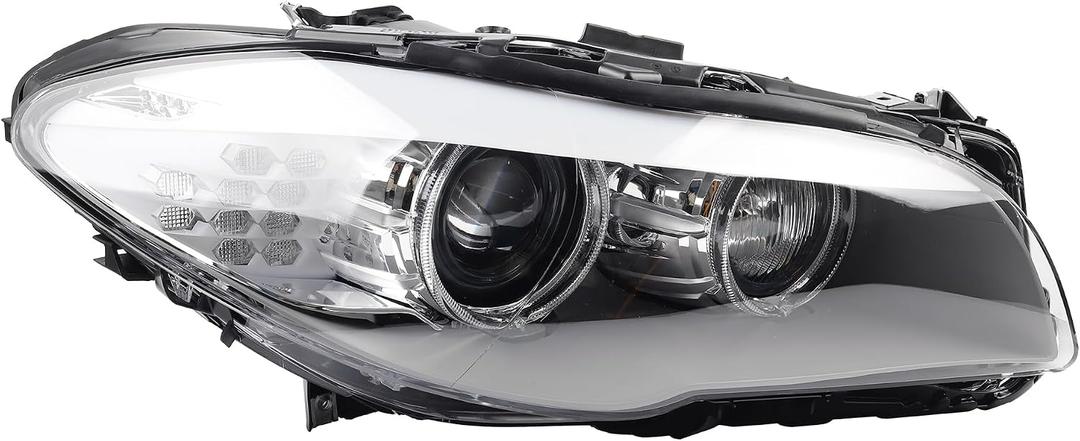 Dasbecan HID/Xenon w/AFS Type Headlight Compatible With 2011-2013 BMW 5 Series 528i 535i 550i M5 Right Passenger Side Housing Chrome Clear Headlight Assembly Replaces# 63117271908