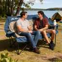 Huskfirm Double Camping Chair Oversized Padded Camping Chairs for Adults Folding Loveseat with Cup Holders and Side Pockets Heavy Duty Outdoor Lawn Chairs for Camping,Sports, Fishing,Beach,Blue, 60 Inches X 25.5 Inches X 35.5 Inches