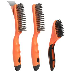 Wire Brush Cleaning Set 3Pc,Detail Brush 10-1/2" and 8",for Cleaning Welding Slag,Rust and Dust.Stainless Steel Brushes with Strong Handle & Metal Scraper,from VASTOOLS