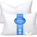 2 x Feather Pillows Queen Size Set of 2 - Goose Down Hotel Bed Pillow for Sleeping, Soft 600 Thread Count Cotton Cover, Fluffy Support Surround Fill Polyester for Side, Back and Stomach Sleepers