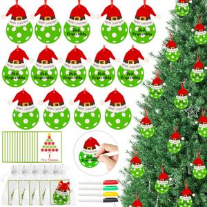 Yopyame 49PCS Personalized Wooden Pickleball Christmas Ornaments for Christmas Tree, Custom Pickleball and DIY Cards for Kids Xmas Decoration, Xmas Pickle Ball Ornament Gift for Pickle Ball Lovers