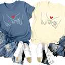 Couple Matching Shirt His Queen Her King Print T-Shirts Honeymoon Graphic Tees Short Sleeve Valentine's Day Gift Tops (XXL), XX-Large, Apricot(women)
