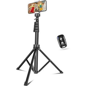 Sensyne 67" Phone-Tripod, Extendable Cell Phone Tripod Stand & Selfie Stick with Wireless Remote and Phone Holder, Compatible with iPhone Android Phone, Camera (Black)