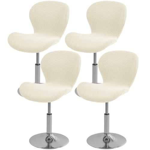 Gollense Bar Stool Covers with Backs, Set of 4 Stretch Jacquard Barstool Seat Covers, Washable Swivel Pub Counter Height Chair Slipcover Protector for Home Kitchen Cafe (Jacquard-Beige)
