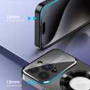 MAKAVO Magnetic for iPhone 15 Pro Max Case, Compatible with MagSafe, Built-in Camera Lens Protector, Logo View, Military Grade Drop Proof Phone Cover, Black